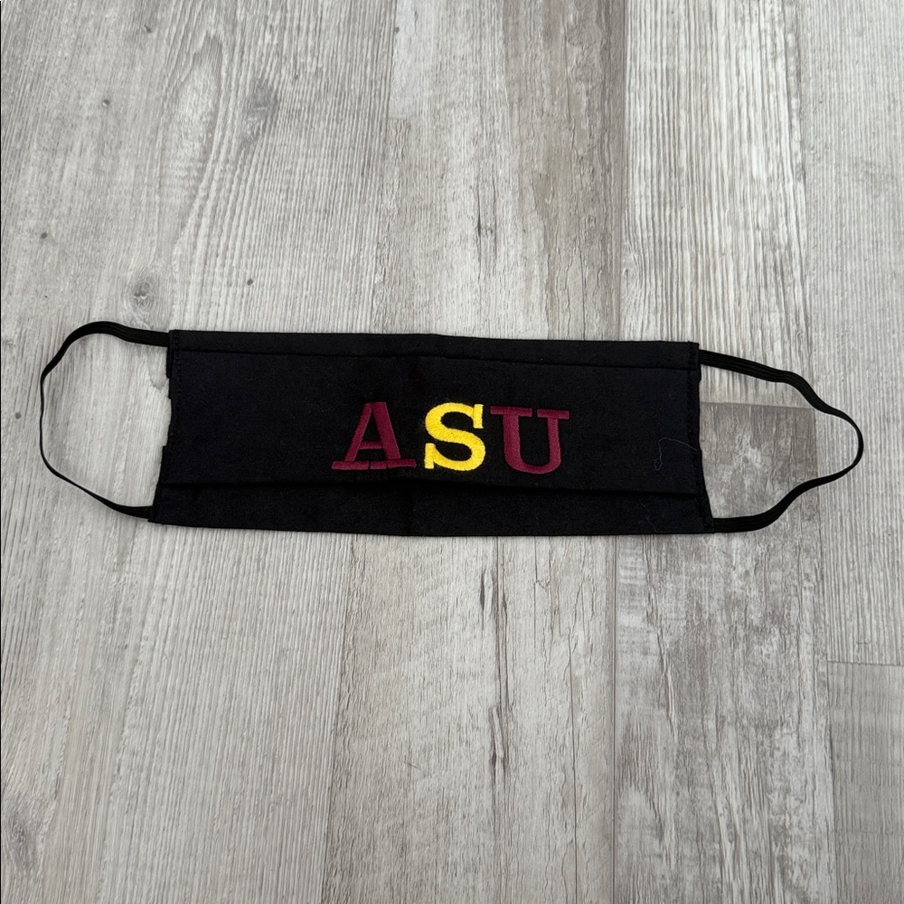ASU Arizona State University black embroidered face mask